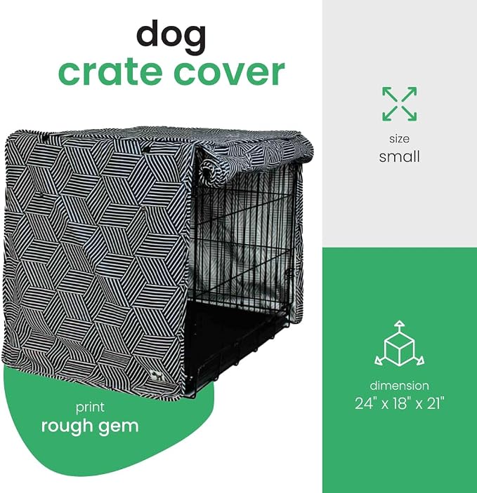 Molly Mutt Rough Gem Dog Crate Cover, 100% Cotton Canvas Cover with 2 Roll-Up Panels, Ideal for Dog or Cat Crate, Durable, Washable, and Free of Harmful Chemicals, 24" x 18" x 21" - Image 2