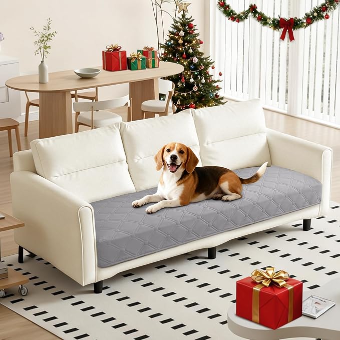 Waterproof Dog Bed Cover Pet Blanket, Soft Couch Cover for Dogs Washable, Non-Slip Dog Blanket Protect Furniture Couch Sofa Car for Puppy Large Dogs Cat (30x70 Inch, Light Grey) by CYCMACOHOME