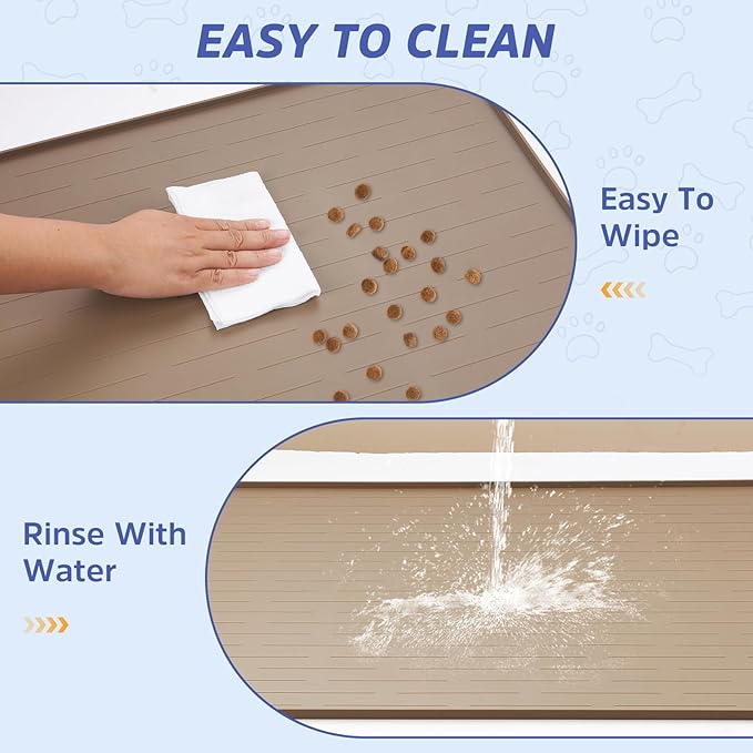 Large Dog Mats for Food and Water, 40"x30" Waterproof Pet Food Mats for Floor Nonslip Silicone Bowl Mats with Raised Edges - Image 6