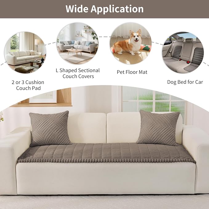 Fuzzy Pet Couch Covers for Dogs Washable, Thick Couch Covers for 3 Cushion Sofa Pet Friendly, Non Slip Plush Dog Couch Cover for for Sectional, Loveseat (Espresso, 27.6" x 71") - Image 6