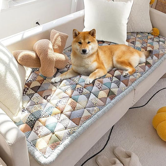 Garden Chic Cotton Protective Couch Cover,Fuzzy Couch Cover Plaid Square Pet Mat, Machine Washable & Non-Slip Pet Mat Bed Couch Cover,Sofa Cover for Most Cats Dogs,Pets (Grey, 19.7*62.9inch) by Unknown