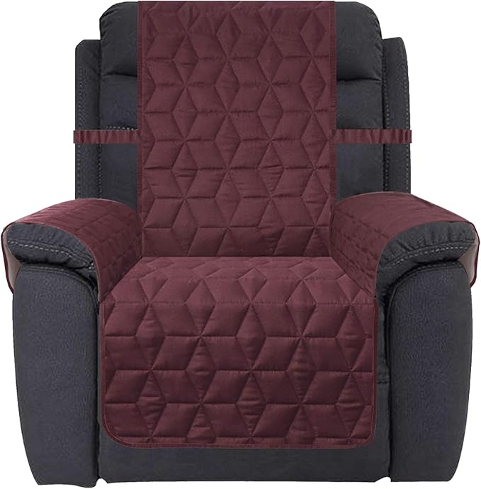 Ameritex Waterproof Nonslip Recliner Cover Christmas Decor Stay in Place, Dog Couch Recliner Cover Furniture Protector for Pets and Kids (Burgundy, 23'') by Ameritex