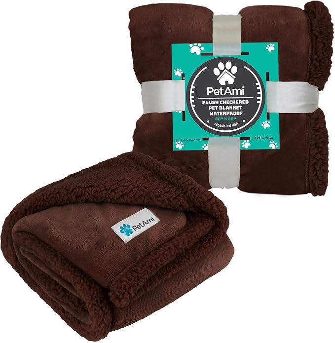 PetAmi Waterproof Dog Blanket for Couch, Pee Proof Fleece Reversible Pet Throw, Furniture Protector for Bed Sofa Kennel, Soft Washable Cover for Small Medium Dog Puppy Cat, 29x40 Brown Sherpa - Image 8