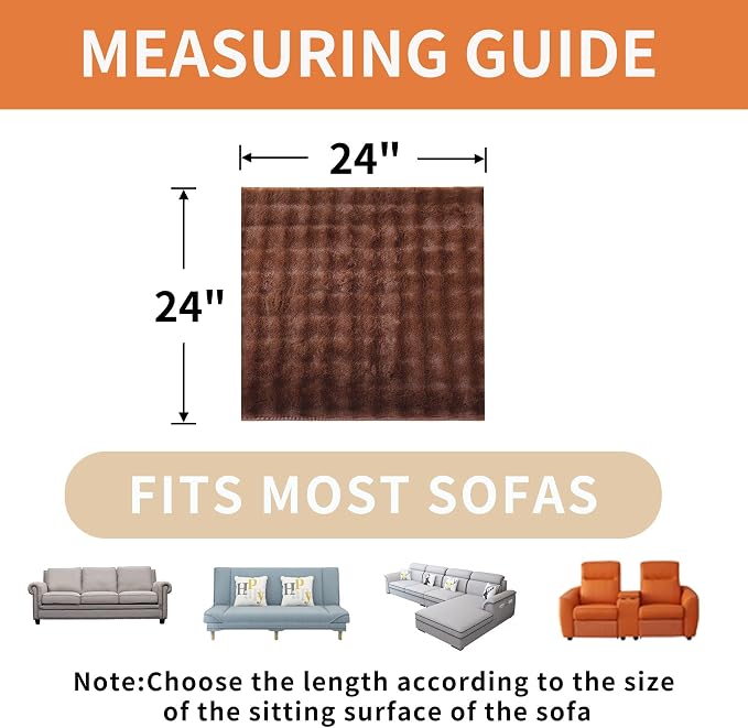 Waterproof Dog Bed Cover Non Slip Couch Covers for Dogs Washable Soft Faux Fur Sofa Cover Couch Covers for 3 Cushion Couch Sofa Pet Friendly (Brown, 24" x 24" 2 Pack) - Image 6