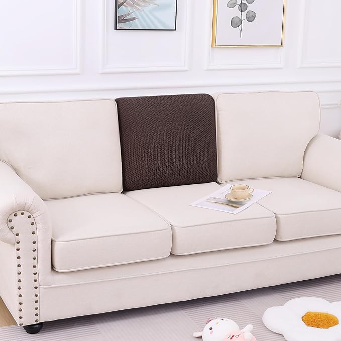 Smiry Waterproof Couch Cushion Covers, Non Slip Seat Cushion Covers | Stretch Jacquard Chaise Lounge Sofa Slipcover, Washable Elastic Furniture Protector for Pets, Back Cover M, Chocolate - Image 5