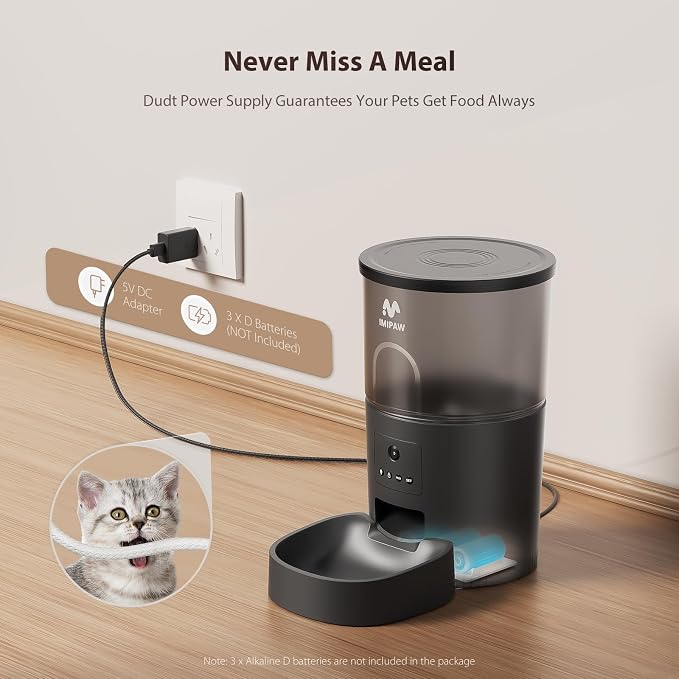 IMIPAW 5L Automatic Cat Feeder with Camera - AI Pet Recognition & Recording, Night Vision, 5G WiFi APP Remote Control, Two-Way Audio & Desiccant Bag, Timed Programmable Food Dispenser for Small Pets - Image 9