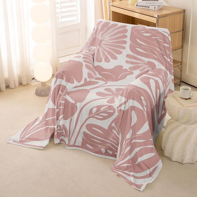 Erosebridal Boho Floral Couch Cover Pink Flower Sofa Cover 71" X 91" Abstract Retro Minimalist Sofa Protector for Pet Cats Kids Vintage Art 70S Modern Washable Couch Protector, Non Slip - Image 4