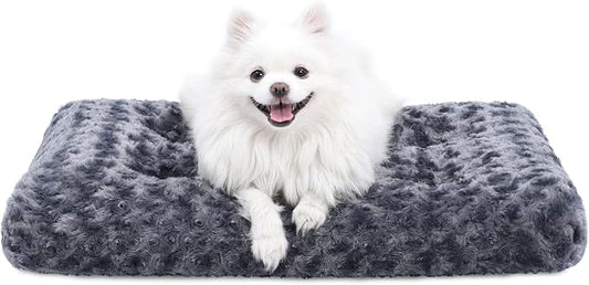 KSIIA Washable Dog Bed Deluxe Plush Dog Crate Beds Comfy Kennel Pad Anti-Slip Pet Sleeping Mat for Large, Jumbo, Medium, Small Dogs Breeds, 29" x 21", Dark Grey by KSIIAPetProducts