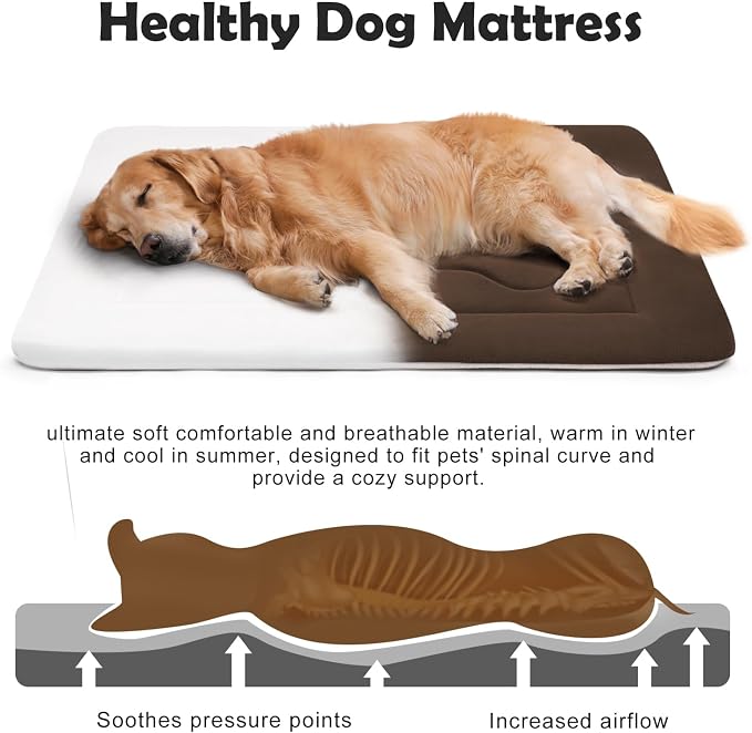 Dog Bed Soft Dog Crate Pad Mat for Medium/Large Dogs, 36 in Non-Slip Bottom Washable Dog Sleeping Mattress Pet Beds Cat Bed Kennel Pad, Dark Brown - Image 3