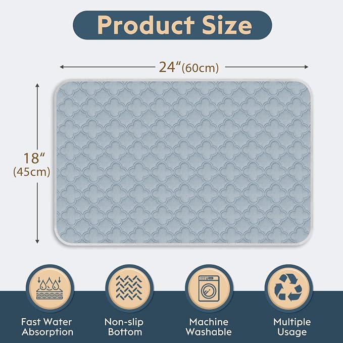 FunFurry Washable Pee Pads for Dogs - 4 Pack Reusable Pee Pads，Waterproof Puppy Pads，Pet Training Pads，Super Absorbent with Dog Paw Shape Non-Slip Backing (Light Grey, 18" X 24" - 4 Pack) - Image 2