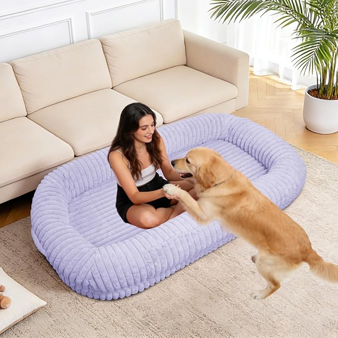 Human Dog Bed for Adult,Large Dog Bed 70"x38"x10" | Orthopedic Washable XL Dog Bed with Memory Foam (Purple) - Image 7