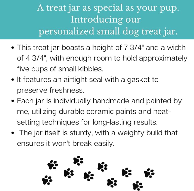Airtight Pet Treat Container | Dog Cookie Jar Personalized with Name | Small Dog Treat Jar | Customized, Ceramic | With Bone Shaped Lid - Image 2