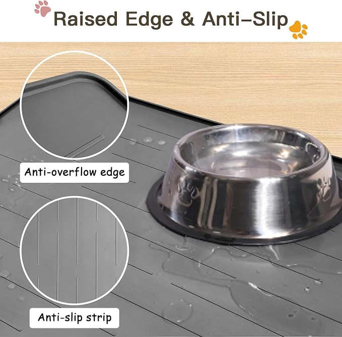 Largest Dog Food Mat, 39.5"x29.5" Silicone Dog and Cat Mat for Food and Water Bowls, Thinken Waterproof Non-Slip XXXL Pet Feeding Mat for Floors (Dark Blue) - Image 6