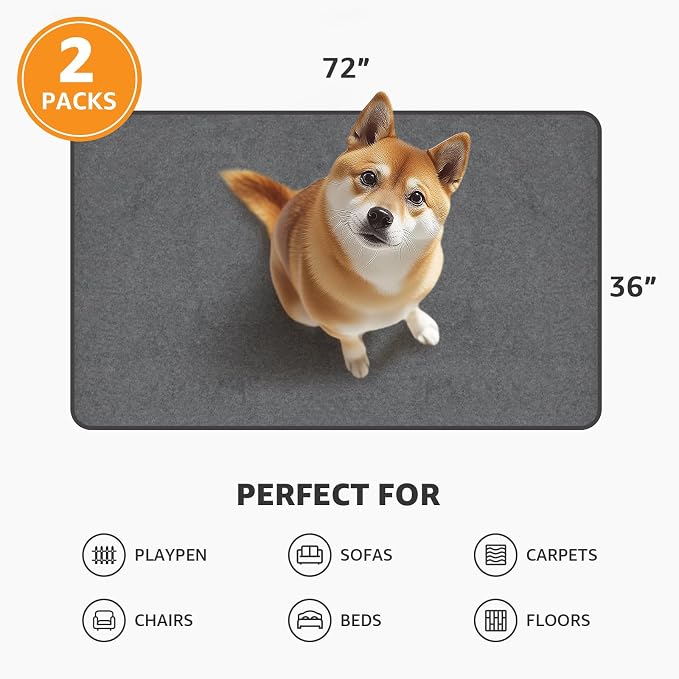 Washable Dog Pee Pads 36x72 2Pack Reusable Whelping Pads, Absorb Dog Mats Non-Slip Puppy Training Pads for Whelping, Potty, Training, Playpen, Crate - Image 6