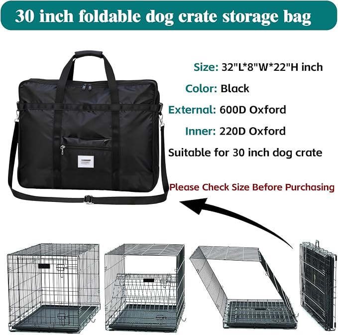 Dog Crate Storage Bag, 30 Inch Heavy Duty Waterproof Carrying Bag with Handles for Foldable Wire Crates & Pet Supplies - Image 2