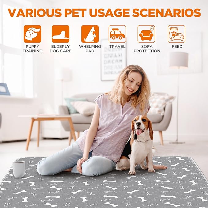 Washable Pee Pads for Dogs, 2 Pack Large Reusable Puppy Pads, Non-Slip Waterproof Dog Mats for Floors, Fast-Absorbent Whelping Pad, Playpen Mat for Crate or Indoor Use (36"x48", Gray) - Image 4