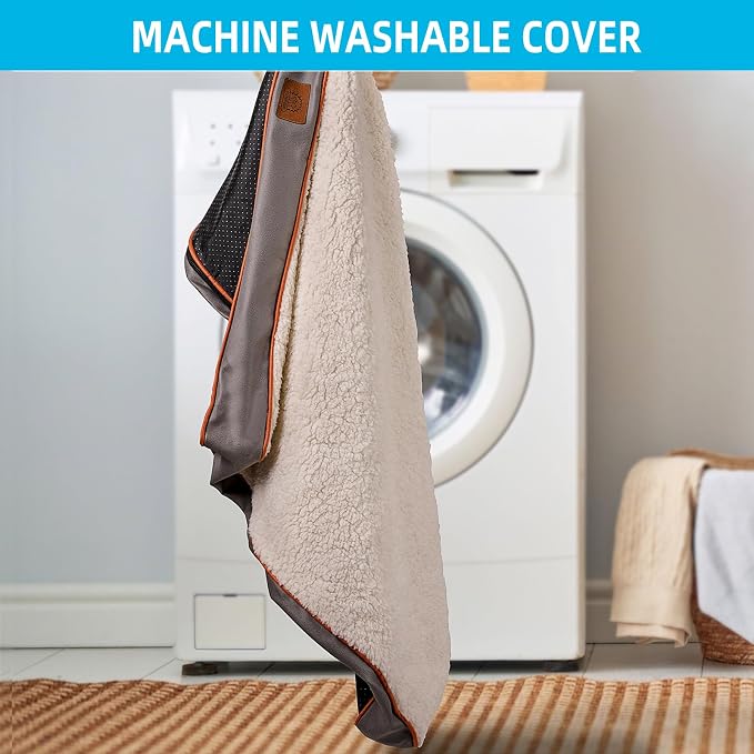 Sunheir Washable Orthopedic Extra Large Dog Bed, Waterproof Dog Crate Bed | Big Removable Cover, Egg Crate Foam Support, Anti-Slip Bottom, Machine Washable Soft Pet Bed Mat for Crate, 47" Light Grey - Image 3