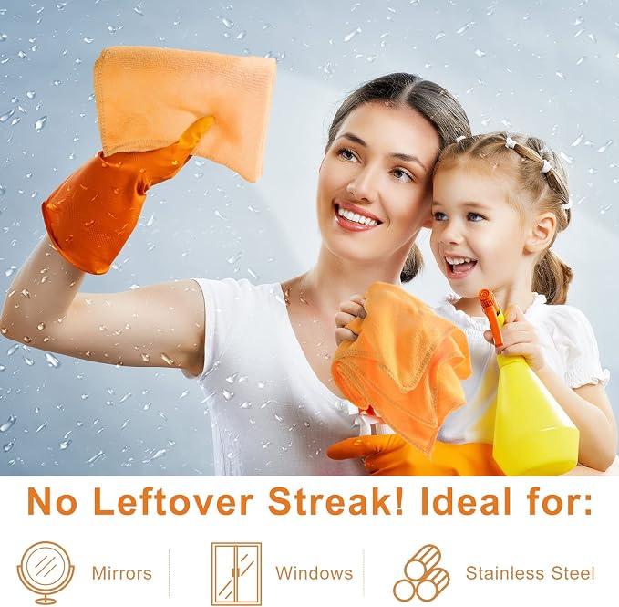 Nuenen Microfiber Cleaning Cloths for Cars 16 x 16 Inch Ultra Absorbent Car Towels Drying Reusable Cleaning Supplies House Kitchen Window Microfiber Towel(Yellow,60 Pcs) - Image 5
