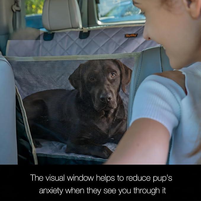 56" Wx60 L Dog Car Seat Cover for SUV & Truck, Heavy Duty 900D Waterproof Pet Hammock with Mesh Window, Odorless Scratchproof Backseat Protector for Large Dogs, Fit Model Y, F-150, RAV4 - Grey - Image 4