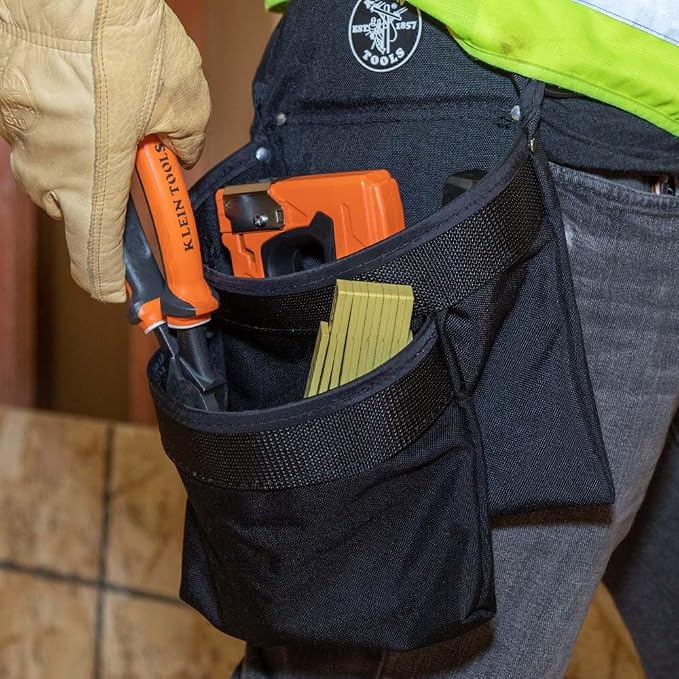 Klein Tools 5702 Tool Pouch, Powerline Series Utility Pouch Fits Tool Belts up to 2.5-Inch, Strong Rivet Reinforced Stitching, 2-Pocket - Image 10