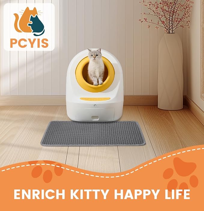 23.6” x15.7” Cat Litter Mat, Litter Trapping mat, cat mat for Litter Box, cat Litter mat Small, Honeycomb Double Layer Design, Waterproof & Urine Proof, Scatter Control, Non-Slip, Grey, 1 Pack - Image 9