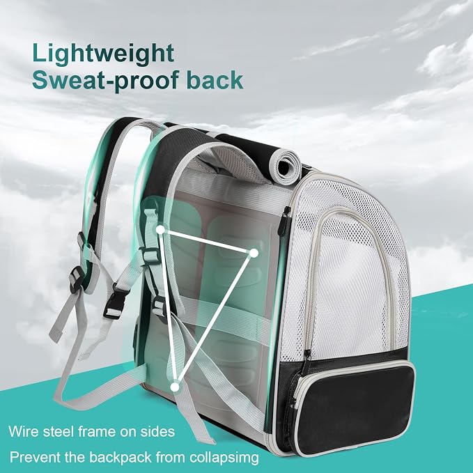 Bird Carrier Backpack for Small to Meidum Bird, Portable Travel Carrier Cage with Standing Perch and Metal Tray (Black, Backpack Carrier) - Image 3