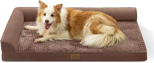 COZY KISS Orthopedic Dog Bed for Extra Large Dog 44x32 inch, XL Pet Sofa, Bolster Foam Bed with Sides, Non-Slip and Egg-Crate Big Dog Couch Bed with Washable Removable Cover, Brown by COZYKISS