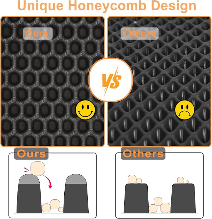Cat Litter Mat,45"x32" Extra Large Cat Litter Box Mat,Honeycomb Double Layer Kitty Litter Trapping Mat,Soft EVA Material,Urine & Waterproof,Scatter Control,Easy Clean,Washable(Black) - Image 7