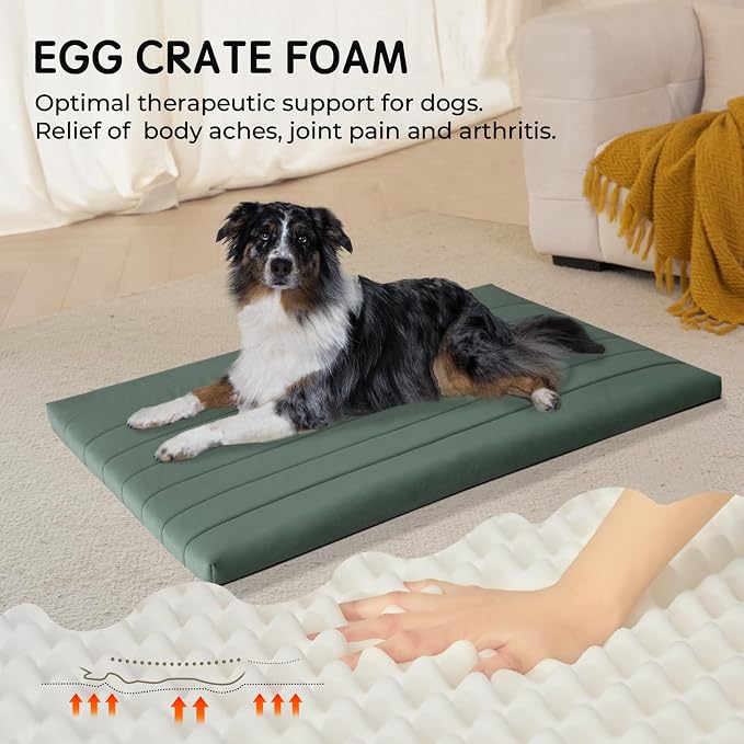 BALANCE Dog Crate Bed, Orthopedic Dog Bed Pad with Waterproof Liner, Washable Crate Foam Pet Mat for Large, Medium, Puppy Dogs Breeds, Mint Leaf, 42"x28"x2" - Image 2