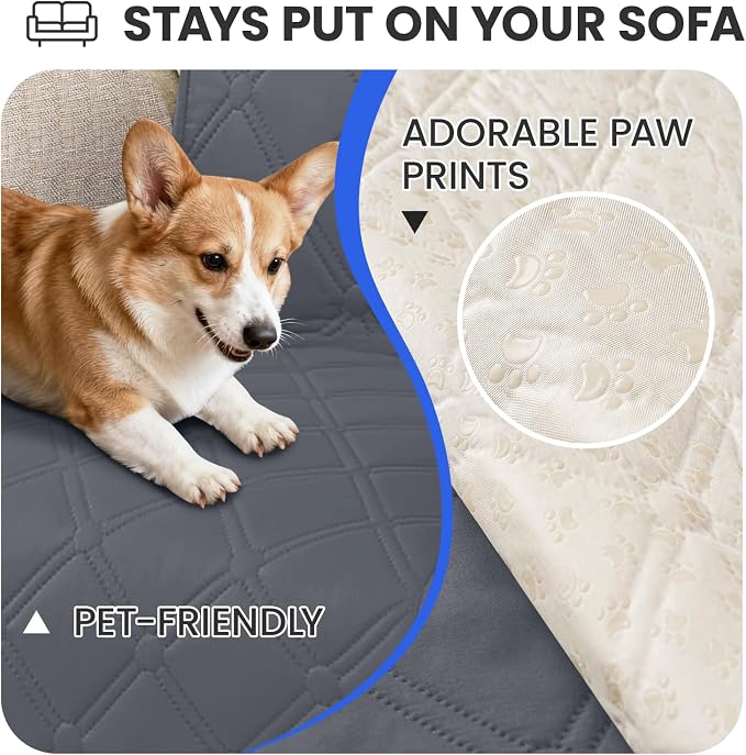 Waterproof Couch Covers for Pets, Waterproof Dog Bed Cover, Anti-Slip Soft Dog Blankets, Couch Cover for Dogs Washable, Pet Blanket for Puppy Large Dogs Cat (82x102 Inch, Dark Grey) - Image 3