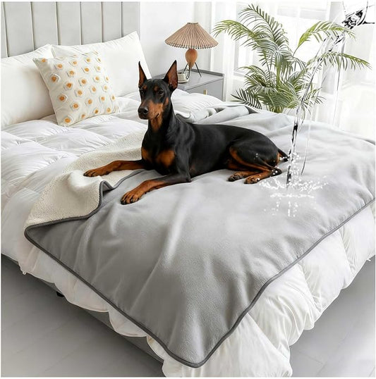 Waterproof Pet Blanket for Bed, Reversible Soft Flannel Love Blanket, Bed Blanket for Couples Washable, Spill-Proof Dog Throw Blanket for Couch, Sofa Protect, Camping,Light Grey,50"x60" by Unknown