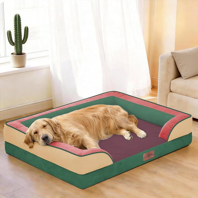 Comfort Expression Orthopedic Dog Bed for Extra Large Dogs with Bolster | Waterproof Dog Couch Bed with Washable Cover & Non-Slip Bottom, Supportive Egg Crate Foam XL Pet Bed, 45x35 Inch - Image 2