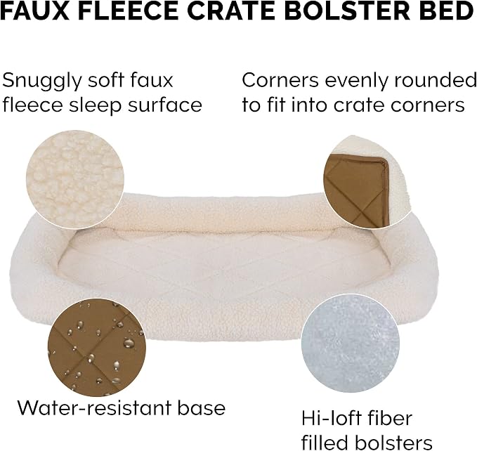 Furhaven Dog Bed for Large Dogs, 100% Washable, Sized to Fit Crates - Sherpa Fleece Bolster Crate Pad - Cream, Jumbo/XXL - Image 4