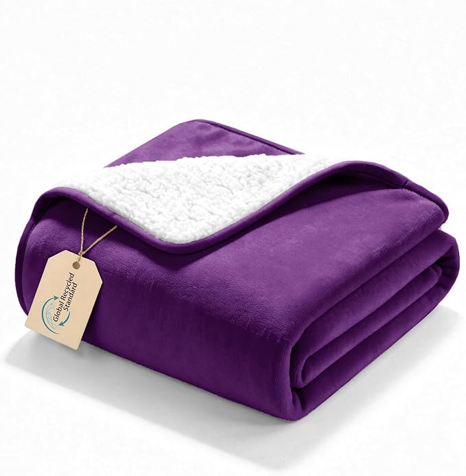 gogobunny Waterproof Bed Blanket, Reversible Sherpa Fleece Throw Blanket for Dog Puppy Cat, Furniture Cover Protects Bed Couch Sofa from Liquid Pee and Pet Fur (Dark Purple, 25x35 inches) by gogobunny