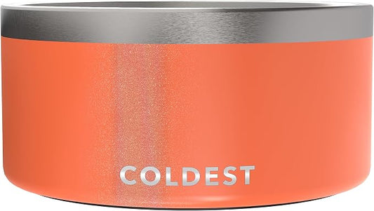 Coldest Dog Bowl - Anti Rust Metal, Non Slip, 3 Layers Insulated Stainless Steel Dog Bowls - Spill Proof & Heavy Duty - Water Bowl for Dogs, Cats & Pets, Dish Washer Safe (200 oz, Candy Red Glitter) by Coldest