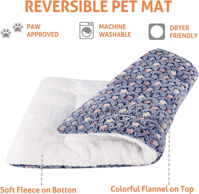 Mora Pets Dog Bed Crate Pad Ultra Soft Pet Bed with Cute Star Print Washable Crate Mat for Large Medium Small Dogs Reversible Fleece Dog Crate Kennel Mat Cat Bed Liner 41 x 29 inch Dark Blue - Image 3
