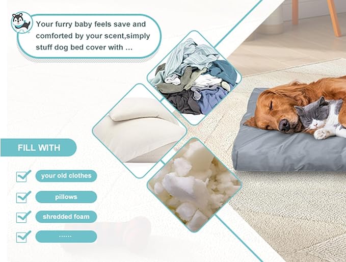 Explore Land Scratch Resistance Dog Bed Cover Canvas Washable Dog Crate Pad Replacement Cover, 36Lx27Wx4H inch, Charcoal - Image 2