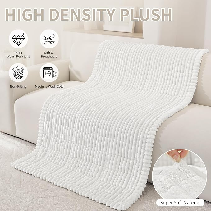 Fuzzy Pet Couch Covers for Dogs Washable, Thick Couch Covers for 2 Cushion Sofa Pet Friendly, Non Slip Plush Dog Couch Cover for for Sectional, Loveseat (White, 27.6" x 27.6") - Image 6