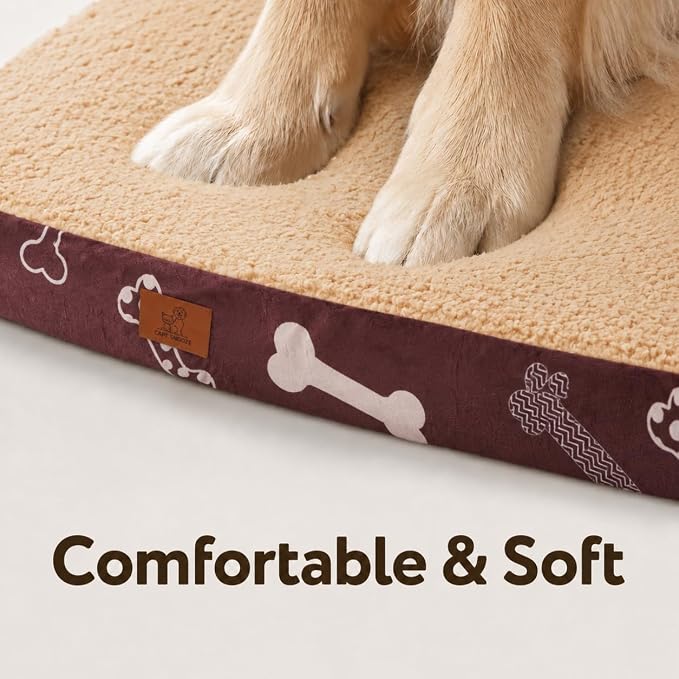Orthopedic Dog Bed for Crate 35"x22" Sherpa Pet Bed, Chocolate | Egg Crate Support, Waterproof Dog Bed, Machine Washable Removable Cover, Soft Sherpa Dog Crate Bed, Anti Slip Bottom - Image 4