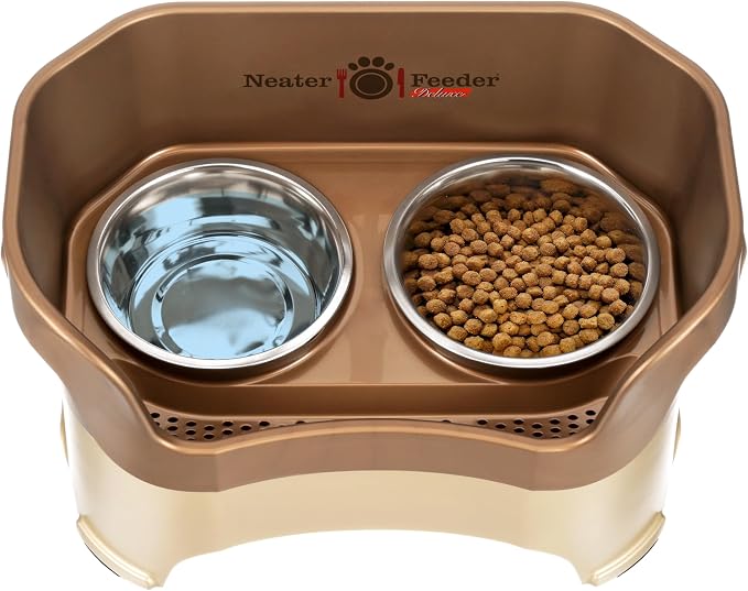 Neater Pet Brands Neater Feeder Deluxe Mess Proof Dog Bowls Elevated for Large Dogs Over 40 lbs, Made in USA, No Spill Raised Dog Food Bowl Stand Feeding Station, Food and Water Bowl Set, Bronze - Image 8