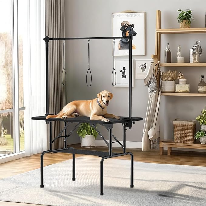 46 Inch Foldable Dog Grooming Table with Adjustable Arm, Nooses & Storage Basket - Non-Slip Pet Grooming Station for Dogs & Cats - Supports Up to 300 lbs (46 inches) - Image 6