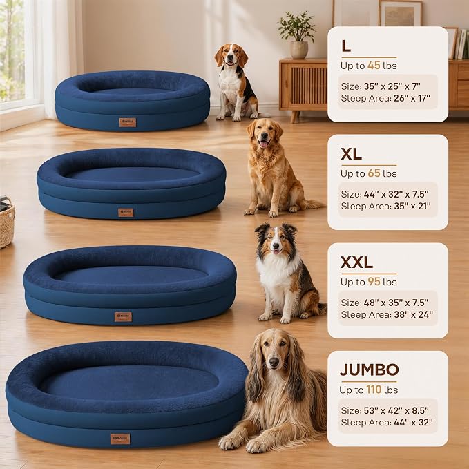 Waterproof Orthopedic Dog Bed for Extra Large Dogs, Navy | Supportive Crate Foam Relieves Joint Pressure, 360°Bolsters, Waterproof Inner,Washable Cover, Non-slip Bottom - Image 6