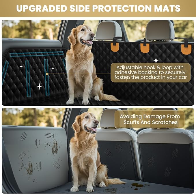 Waterproof SUV Cargo Liner for Dogs - Pu Leather Pet Car Seat Cover Protector with Bumper Flap, Non-Slip Backseat Mat for SUVs, Sedans, Vans Trunk | Easy Clean, Scratch Resistant (Black, Extra Large) - Image 4