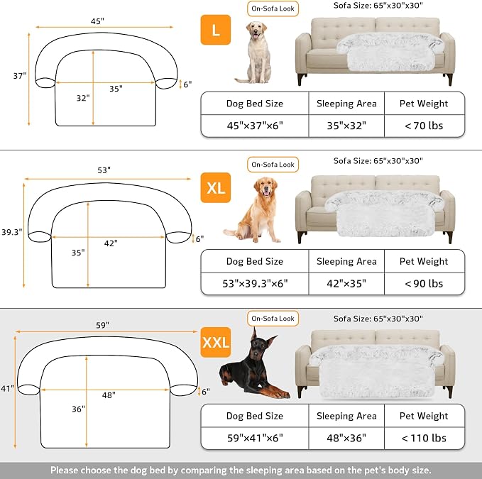 GGIB Calming Dog Bed Fluffy Plush Dog Mat for Furniture Protector with Removable Washable Cover for Large Medium Small Dogs and Cats (Extra Extra Large, Light Grey) - Image 5