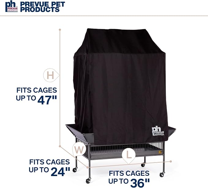 Prevue Pet Products Large Bird Cage Cover - 12505 Black 36" L x 24" W x 49" H - Image 7
