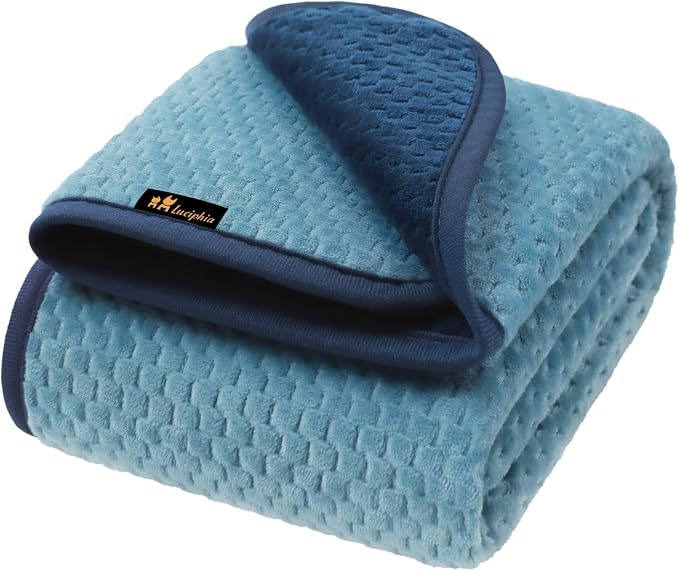 Luciphia Waterproof Blanket for Small Dog Cat Puppy Ultra-Soft & Calming Pet Throw Reversible Warm Fleece Durable Furniture Crate Couch Cover Protector Machine Washable Leakproof Blue, S (40''x28'') by luciphia