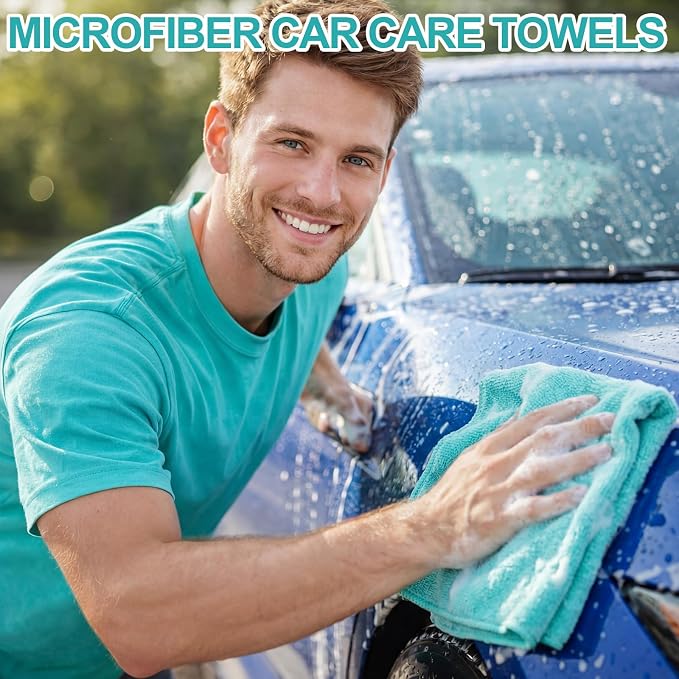 Nuenen Cleaning Cloths for Cars 16 x 16 Inch Ultra Absorbent Towels Drying Microfiber Reusable Cleaning Supplies House Kitchen Window Microfiber Towel(Teal Blue,60 Pcs) - Image 5