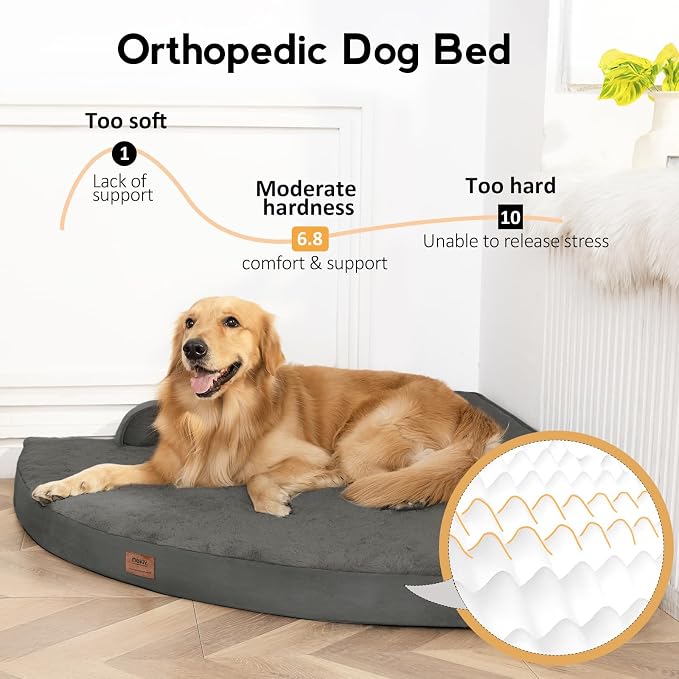 MEKIY Orthopedic Waterproof Dog Bed with Sides for Large Medium Dogs | Egg Crate Foam, Waterproof Liner, Anti-Slip Bottom, Space-Saving, Perfect for Corners and Sofa Edges, 35 x 35 Inch - Image 2