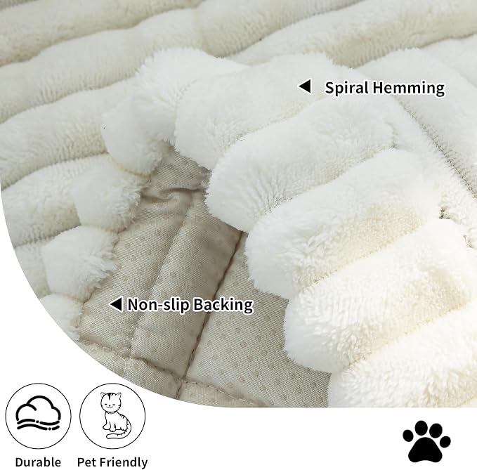 Sofa Couch Cover, Sofa Covers for Dogs Washable, Non-Slip Striped Sofa Slipcovers for Sectional Sofa, Sofa Cover Furniture Protector for L Shaped(Beige White 27.6"x 82.7") - Image 3