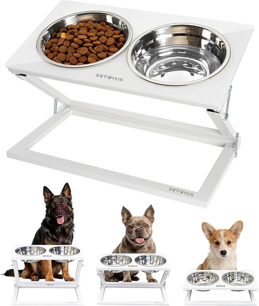 Elevated Dog Bowl, Adjustable Height and Tilt Angle Dog Bowl Stand | Precisely Adjust Height And Tilt Angle, Easy To Clean, Equipped With 2 Stainless Steel Food Bowls, Sturdy And Durable. by S-ETOVUS